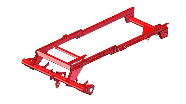 Welded structural parts of wheat harvester chassis