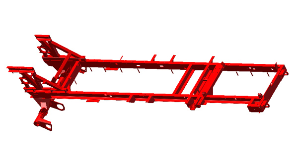 Welded structural parts of corn harvester chassis