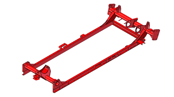 Welded structural parts of wheat harvester chassis